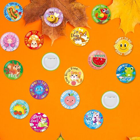 32 Pcs Red Ribbon Awareness Buttons Pins Bulk Sets,1.5 Inch Round Badges Decoration for Red Ribbon Week Party Favor Supplies Decorations Goodie Bag Stuffers Groups Support Fundraisers in Kuwait