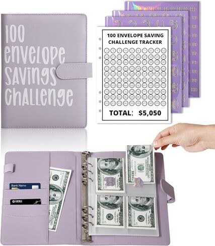 100 Envelopes Money Saving Challenge, Budget Binder with Cash Envelopes Easy and Fun Way to Save $5050, Savings Challenges Book with Envelopes for Office,Home,School (Pink) in Saudi Arabia
