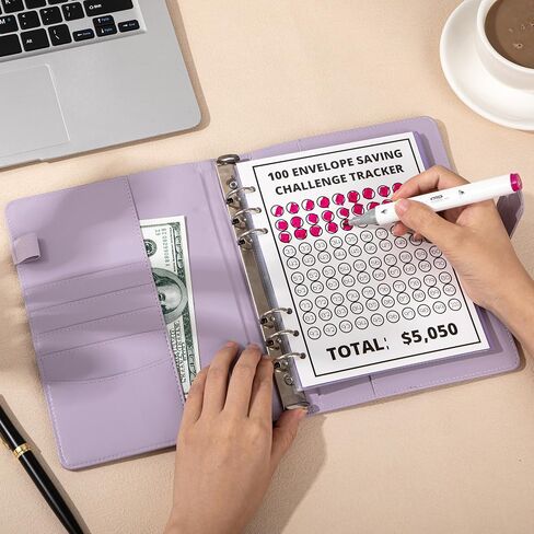 100 Envelopes Money Saving Challenge, Budget Binder with Cash Envelopes Easy and Fun Way to Save $5050, Savings Challenges Book with Envelopes for Office,Home,School (Pink) in Saudi Arabia