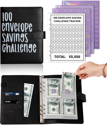 100 Envelopes Money Saving Challenge, Budget Binder with Cash Envelopes Easy and Fun Way to Save $5050, Savings Challenges Book with Envelopes for Office,Home,School (Pink) in Saudi Arabia
