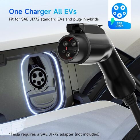 2024 شاحن EV المستوى 2 [32A 7.2kW 110V-240V]، شاحن EV محمول المستوى 2 مع محول NEMA 14-50P&5-15، 32A/16A/13A/10A/8A قابل للتعديل وتأخير الشحن 1-15H محطات شحن المركبات الكهربائية in Saudi Arabia
