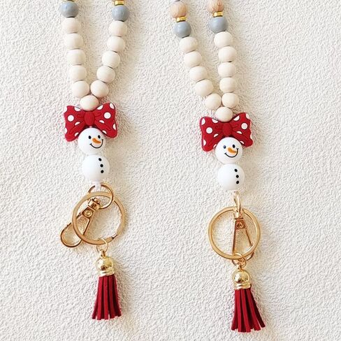 Idefair Badges Lanyard with ID Holder, Cute Wood Beaded Lanyard for Keys, Teacher Lanyard Fashion Keychain Lanyard for Women in Saudi Arabia