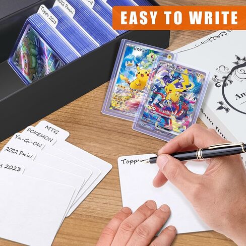 فواصل بطاقات التداول، فواصل تحميل علوية 100 قطعة لبطاقات التداول مع علامة تبويب مؤشر للكتابة، فواصل تنظيم بطاقات أرشيفية عالية الجودة مقاس 3 1/4 × 4 بوصة - إصدار أفقي in Kuwait