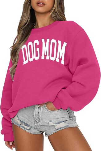 سويت شيرت KNEYATTA Dog Mom للسيدات لمحبي الكلاب، سويت شيرت برسومات مضحكة، بلوفر للكلاب مام in Kuwait