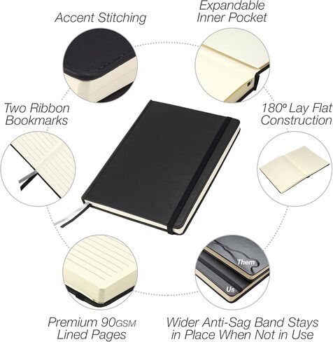 Samsill Large Hardcover Notebook, 240 Lined Notebook Pages, Black, 7.5 x 10 Inch in Saudi Arabia