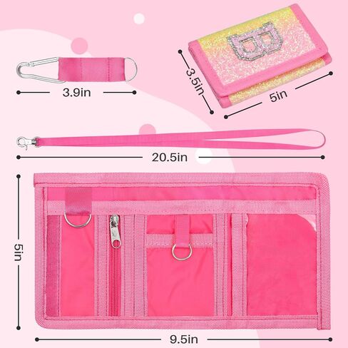 Girls Wallet for Kids, Little Girl Glitter Trifold Wallet with Hook&Loop, Kids Initial Wallets Purse with Coin Pocket, Teen Girl Wallet for Ages 3-14 Christmas Birthday Gifts (Rainbow, B) in Kuwait