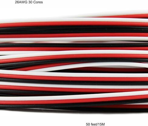 YXQ 26AWG Servo Cable 50 feet 3-pin Line for Futaba JR RC Servo Hobby Model Aircraft Model Wiring 30 corex0.08mm in Kuwait