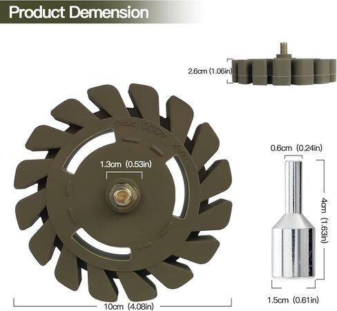 عجلة ممحاة مطاطية من TUCANA Green Gear Design، أداة إزالة الملصقات واللاصق، إزالة الخطوط المقلمة والخطوط والملصقات والشريط والرسومات على السيارة والمركبات الترفيهية والقوارب والشاحنات بقطر 10.16 سم مع محول مثقاب in Saudi Arabia