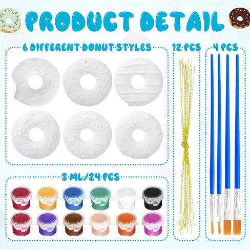 Suzile 40 Pcs DIY Painting Gifts Arts and Crafts Painting Kit Includes Paint Own Plaster Stones with Paints Brushes, Plaster Drawing Kits for Holiday DIY Activities Gifts(Donut) in Saudi Arabia