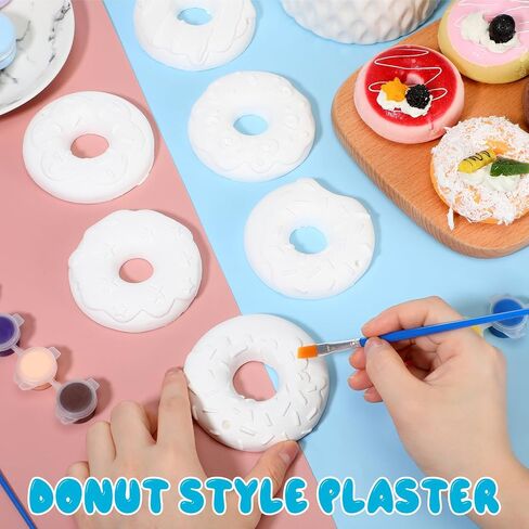 Suzile 40 Pcs DIY Painting Gifts Arts and Crafts Painting Kit Includes Paint Own Plaster Stones with Paints Brushes, Plaster Drawing Kits for Holiday DIY Activities Gifts(Donut) in Saudi Arabia