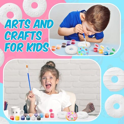 Suzile 40 Pcs DIY Painting Gifts Arts and Crafts Painting Kit Includes Paint Own Plaster Stones with Paints Brushes, Plaster Drawing Kits for Holiday DIY Activities Gifts(Donut) in Saudi Arabia