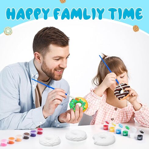 Suzile 40 Pcs DIY Painting Gifts Arts and Crafts Painting Kit Includes Paint Own Plaster Stones with Paints Brushes, Plaster Drawing Kits for Holiday DIY Activities Gifts(Donut) in Saudi Arabia