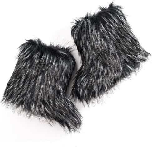 Women's Faux Fur Boots Furry Fuzzy Snow Boots Fluffy Winter Boots Warm Comfortable Mid-Calf Boots in Saudi Arabia