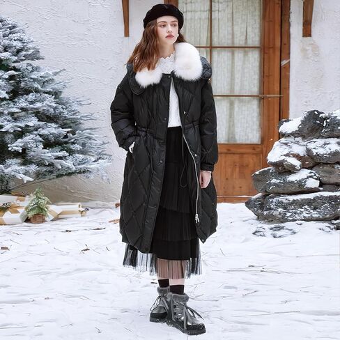 HYPOCRUTE أحذية الشتاء للنساء الفراء اصطف أحذية الثلوج للنساء الدافئة مريحة في الهواء الطلق حذاء من الجلد المشي لمسافات طويلة العمل الجوارب in Kuwait