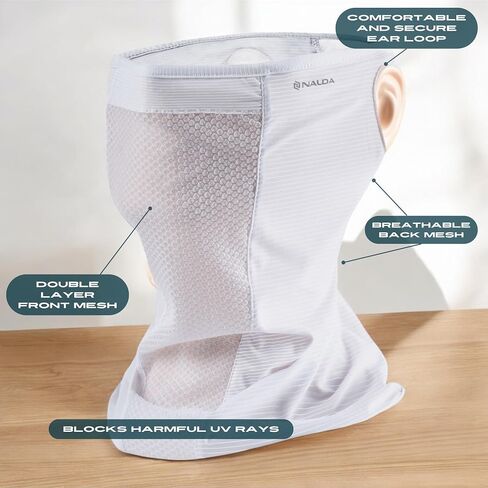 Ultra Thin Sport Neck Gaiter Face Cover With Ear Loops – Cooling Breathable Designed In Korea – UV Protection in Saudi Arabia