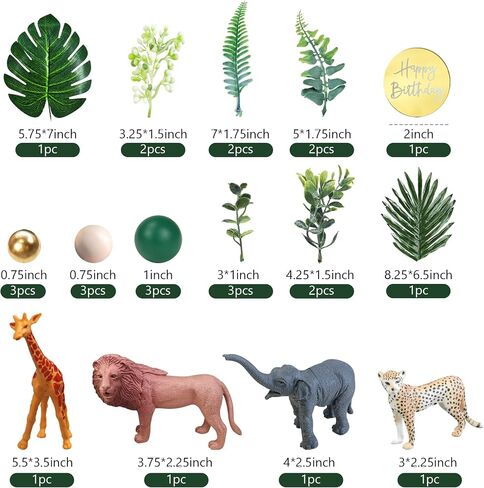 27 PCS Jungle Animal Cake Toppers, Safari Animals Figure Toys Picks Jungle Wild One Animals Cake Decorations for Baby Shower Safari Party Holiday Party (Green) in Saudi Arabia