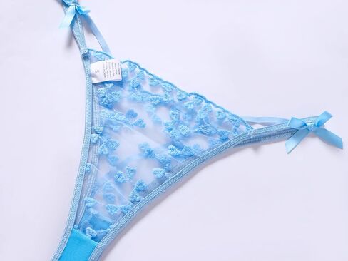 Sexy Womens Underwire Strappy Embroidered Mesh Sheer Lingerie V Neck Set See Bra 2 Piece in Saudi Arabia