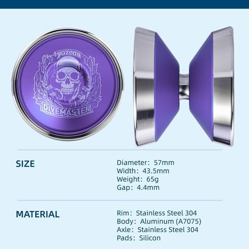 Yozean Yoyo Divemaster 7075 Aluminum Alloy Unresponsive 304 Stainless Steel Professional Competition (1A,3A,5A) Toys, Green in Saudi Arabia