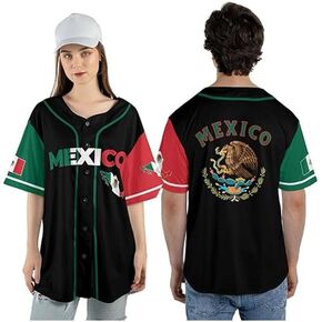 Mexico Baseball Jersey, Jersey De Mexico Eagle Flag Baseball Jersey for Men,Women S_5XL