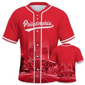 Baseball City Night Skyline Jersey Shirt Printing Apparel for Men Fans Gifts M