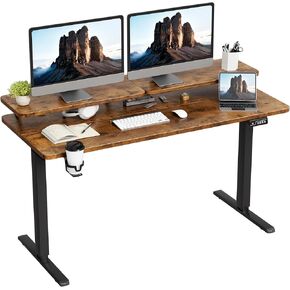 JUMMICO Electric Standing Desk, Adjustable Height Desk 55 x 24 Inch with Monitor Stand (White)
