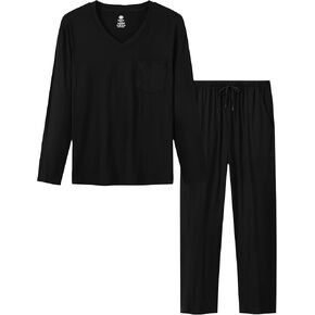 MoFiz Men's Pajamas Plaid Sets Sleepwear Long Sleeve Shirts and Pants Lightweight Soft Mens Pjs Lounge Set with Pockets