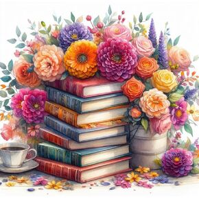 مجموعات الطلاء الماسي من Anuver للبالغين، مجموعات فنية ماسية للكتب خماسية الأبعاد للمبتدئين، مجموعات طلاء ماسية كاملة لديكور جدار المنزل، زهرة، 12 × 12 بوصة