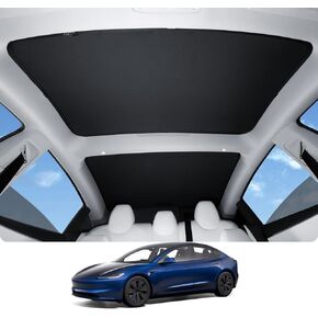 Motrobe 2024 ترقية Tesla Model 3 Highland Sunshade Roof [لا يتدلى أبدًا، لا توجد فجوات] ظل شمسي للسقف الزجاجي [طلاءات كريستال ثلجي نانو] عازل للحرارة للحماية من الشمس للطراز 3 ملحقات Highland رمادي in Kuwait