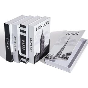 Decorative Books for Home Decor and Office Accents, 5 Pc. Set, Decorative Vintage Hardcover Set with Magnetic Closure, Hidden Storage for Bookshelf, Mantle, or Coffee Table - No Assembly Required