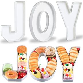 3 Pcs Christmas Serving Tray Christmas Decorative Platters JOY Set Cardboard Letter for Charcuterie 10'' Tray Charcuterie Paper Box for Xmas Holiday Party Housewarming Gift Kitchen Dinnerware