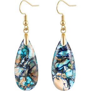 Stone Drop Earrings for Women Teardrop Created Imperial Jasper Dangle Drop Earrings