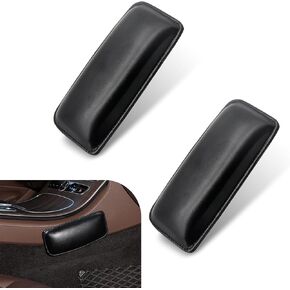 2 PCS Car Center Console Knee Cushion, Waterproof PU Leather Vehicle Armrest Support, Universal 0.26In x 0.59In Durable Automotive Armrest Soft Pad Accessories for Truck SUV Car (Black)