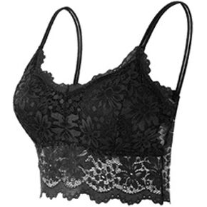 Womens Sexy Lace Camisole Bralette Top with Thin Shoulder Straps Chest Wrap Tops for Outerwear Bralette Crop Top