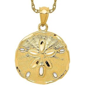 IceCarats 14K Solid Yellow Gold Sand Dollar Sea Star Starfish Necklace Chain Pendant Charm