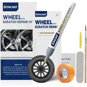 Wheel Scratch Repair Kit, Rim Touch Up Paint, Rim Paint Wheel Paint Pen, Silver Rim Repair Kit for Curb Rash, Metal Paint for Car Wheel Scratch Quick Repair（Silver）