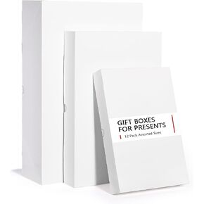 YANGTE White Gift Boxes with Lids for Presents, Shirt Boxes for Wrapping Gifts, Assorted Sizes Clothing Gift Boxes for Christmas, Birthday and Holiday (4 Boxes 17", 4 Boxes 14", 4 Boxes 11")
