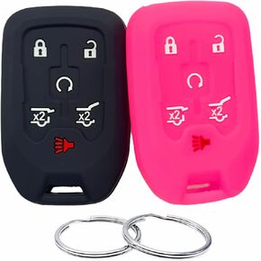 Silicone Rubber Key Fob Cover Compatible with 2014-2021 Chevrolet Suburban Tahoe GMC Yukon Yukon XL HYQ1AA