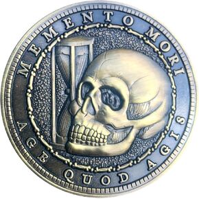 Antique Brass Memento Mori Stoic Reminder Coin