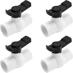 VIKKSAER 4Pcs 1-1/4" PVC Ball Valve Quarter-Turn Valve Shut-Off Valve with Handle, and Easy To Rotate Rated At 150 PSI 42.2mm 1-1/4" Socket