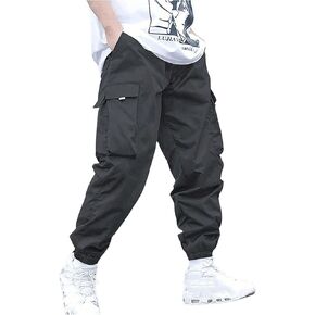 Boy's Cargo Pants Drawstring Waist Casual Long Pants Workout Sports Loose Jogger Pants with Pocket