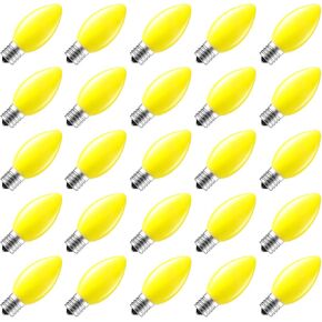 25 Pack 7W Clear Incandescent E17 Bulbs for Christmas String Lights - C9 Replacement Bulbs