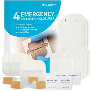 Emergency Laceration Closures, Zipstitch Wound Closure Device (4 Set) - 2 Types Laceration Repair Without Stitches, Easy to Use Wound Closure Kit for Home, Outdoors