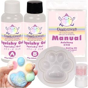 Taba Squishy Kit Set Liquid Gel+3" Paw Silicone Mold+Flocking