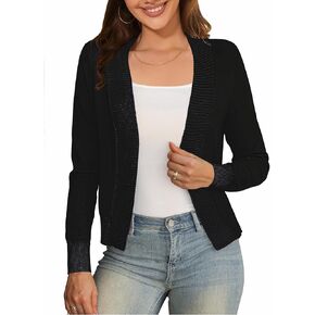 Women's Cropped Cardigan Casual Long Sleeve Open Front Knit Sweaters S-XL