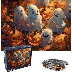 SietDESEO 100 Pieces Halloween Puzzle for Kids Ghost Puzzle Happy Halloween Puzzle Fall Puzzle Jigsaw Puzzles for Kids Pumpkin Puzzle