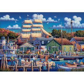 Buffalo Games - Dowdle - Mystic Seaport - 300 Piece Jigsaw Puzzle for Adults Challenging Puzzle Perfect for Game Nights - Finished Puzzle Size is 21.25 x 15.00