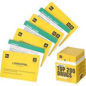 Top 200 Drugs Flashcards for Medical, Pharmacology & Nursing Students - Pharmacology Flash Cards for Test Prep