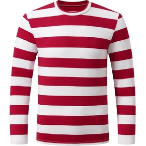 Men's Classic Long Sleeve Striped Crewneck T-Shirts