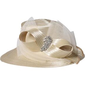 Wedding Bridal Church Party Derby Hats for Women Bow Formal Bowler Hat Wide Brim Fascinator Flat Top Fedora Hats