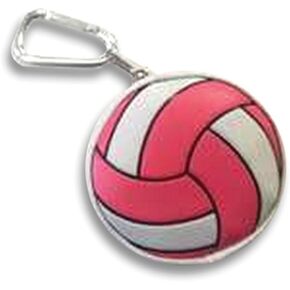 Tandem Sport Volleyball Coin Purse - White & Pink Volleyball Themed Wallet with Zipper Closure - Volleyball Gift Ideas - Gifts for Volleyball Players - Volleyball Accessories - Girls Volleyball Gifts